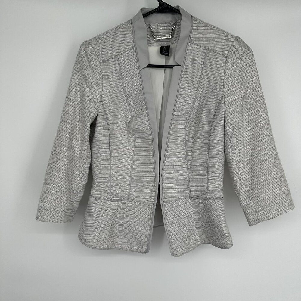 White House Black Market Silver Gray Jacket Size 2‎